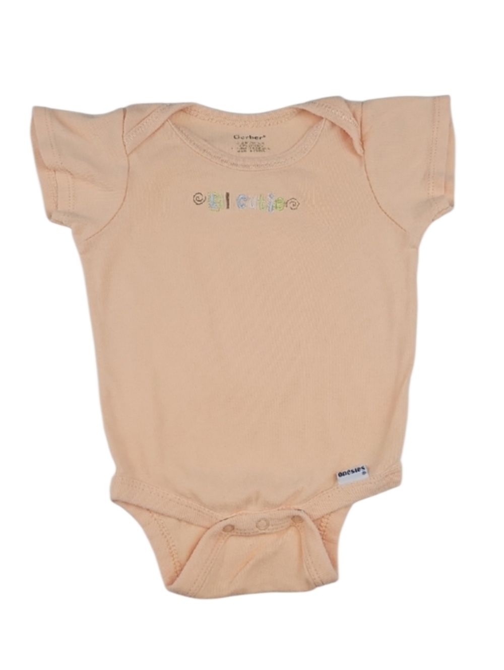 "Lil Cutie" Retro Romper 3 Months Baby Girl Bodysuit Peach Orange One Piece